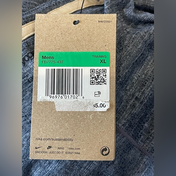 Nike Yoga Textured Sport Top Thunder Blue Soft Knit Long Sleeve Men Size X-Large - Picture 10 of 10